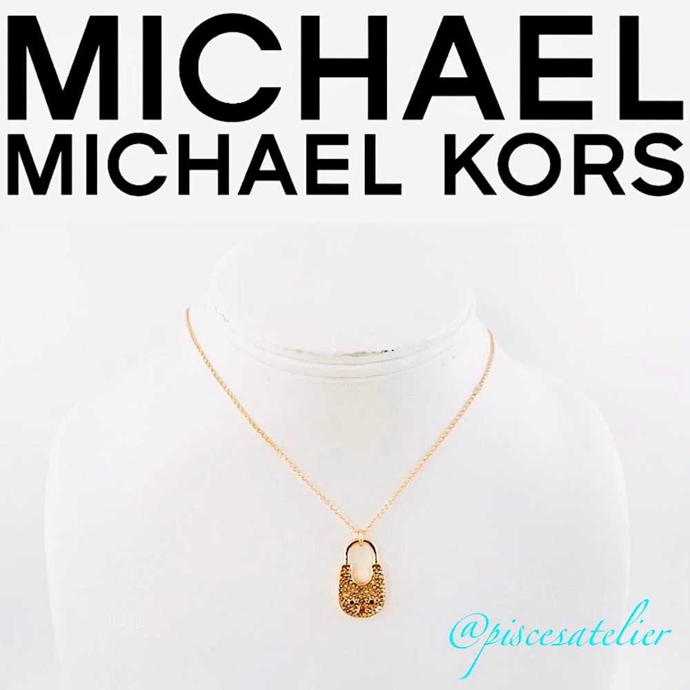 MICHAEL Michael Kors Rose Gold Crystal Padlock Lock Pendant Necklace MKJX8017791 - Picture 9 of 16